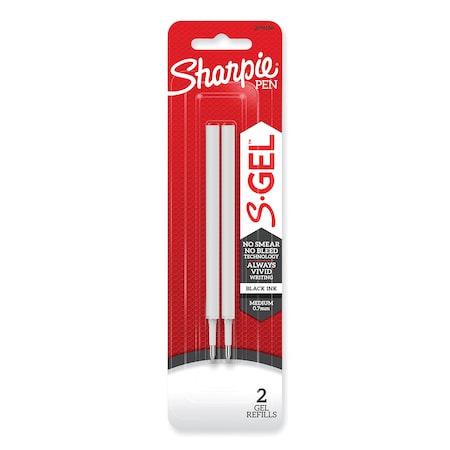 Sharpie S-Gel 0.7 mm Pen Refills, Medium 0.7 mm Bullet Tip, Black Ink, PK2 PK 2096168
